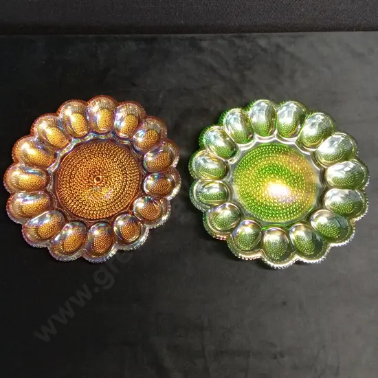 VINTAGE INDIANA GLASS STYLE DEVILED EGG PLATTERS X 2