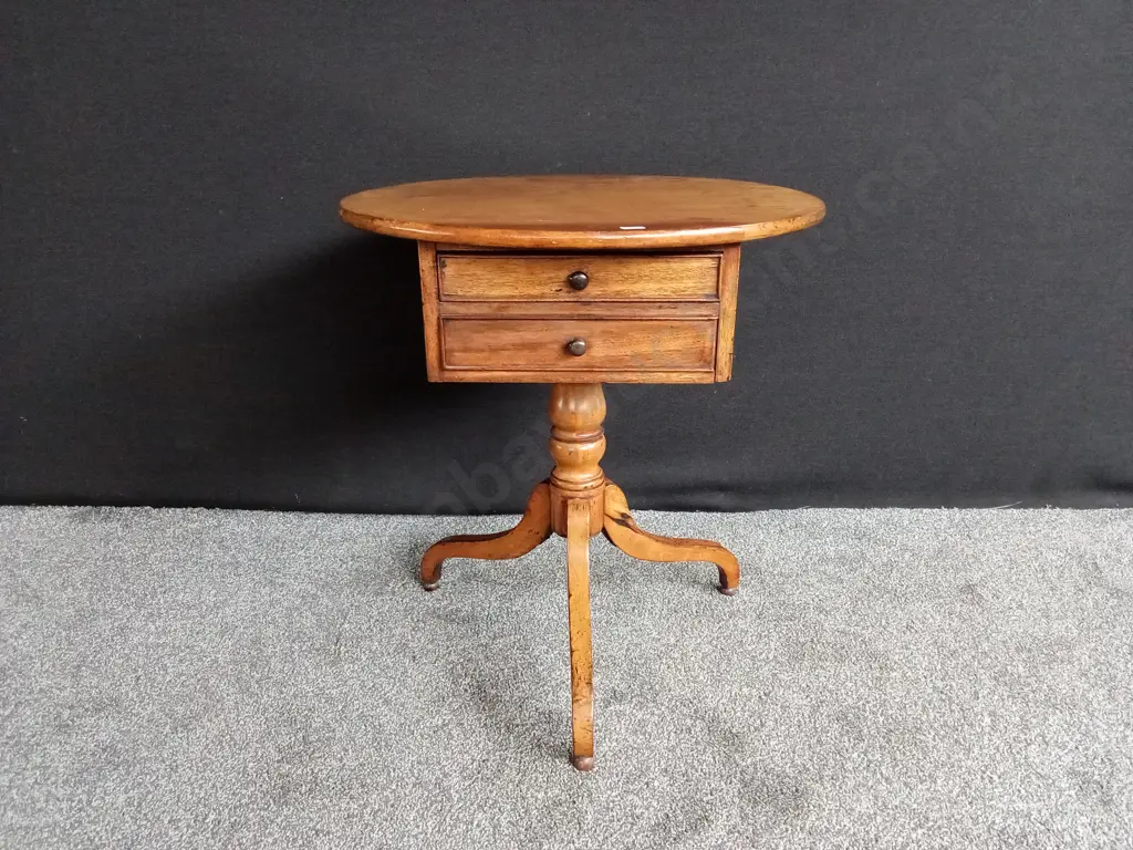 ANTIQUE GEORGIAN STYLE DRUM TABLE WITH TRIPOD BASE ANSD 2 DRAWER ONE EACH SIDE Image 1++