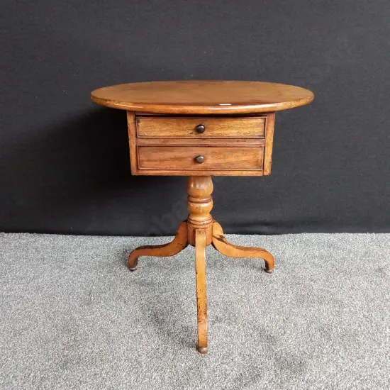 ANTIQUE GEORGIAN STYLE DRUM TABLE WITH TRIPOD BASE ANSD 2 DRAWER ONE EACH SIDE