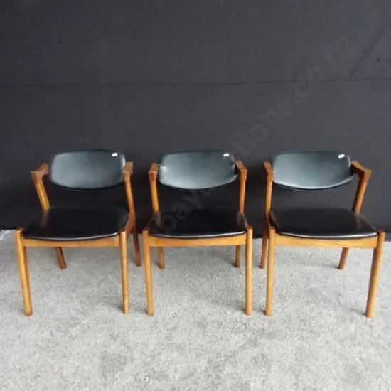 MID-CENTURY TEAK DINING ARM CHAIRS X 3
