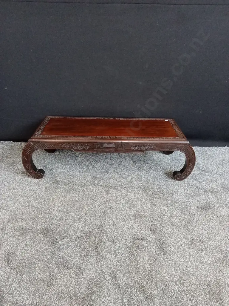OPIUM COFFEE TABLE - CARVED CHINESE ROSEWOOD  CIRCA 1930'S WITH HIDDEN DRAWER Image 1++