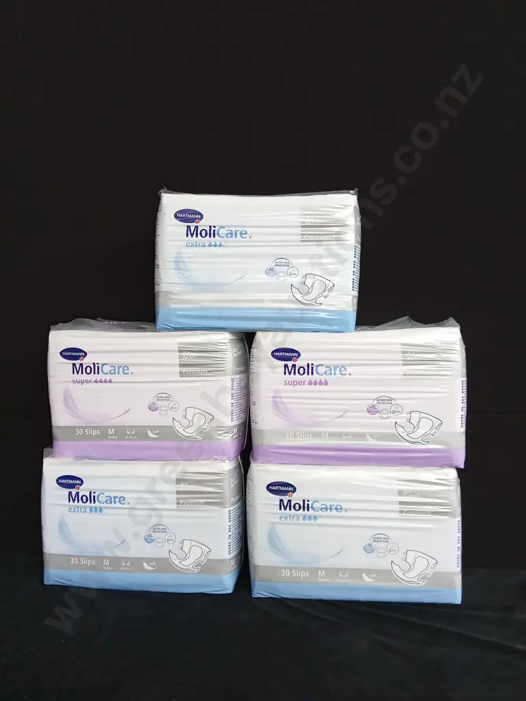 MEDIUM MOLICARE EXTRA & SUPER ADULT NAPPIES X 5 BAGS Image 1++