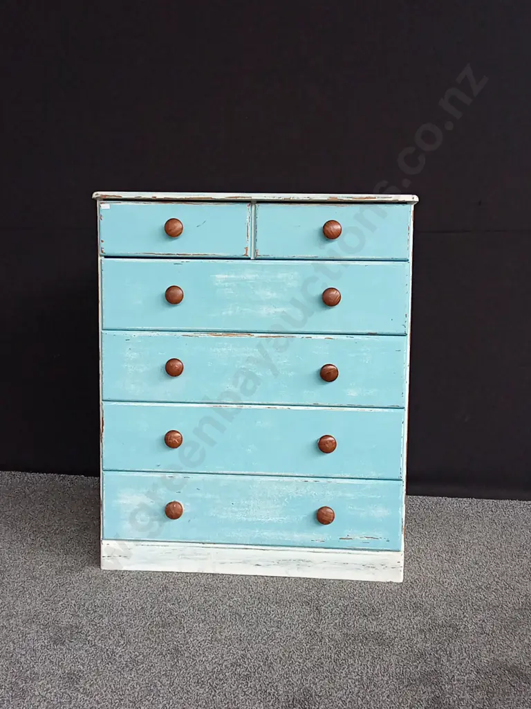 WOODEN BLUE CHEST OF DRAWERS Image 1++