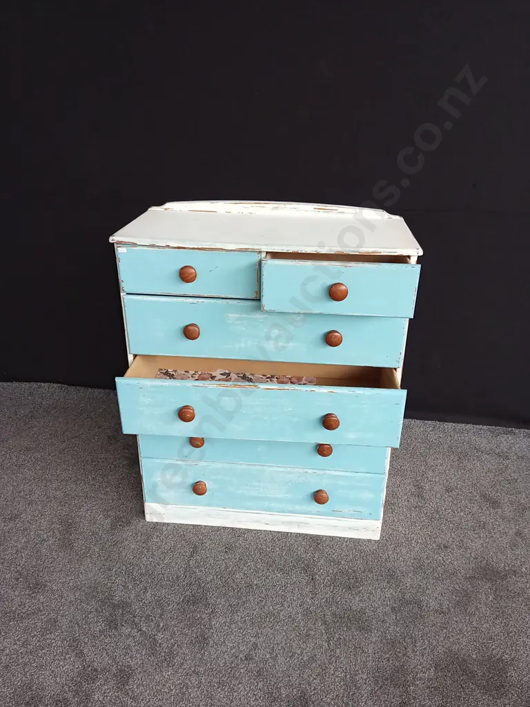 WOODEN BLUE CHEST OF DRAWERS Image 1++