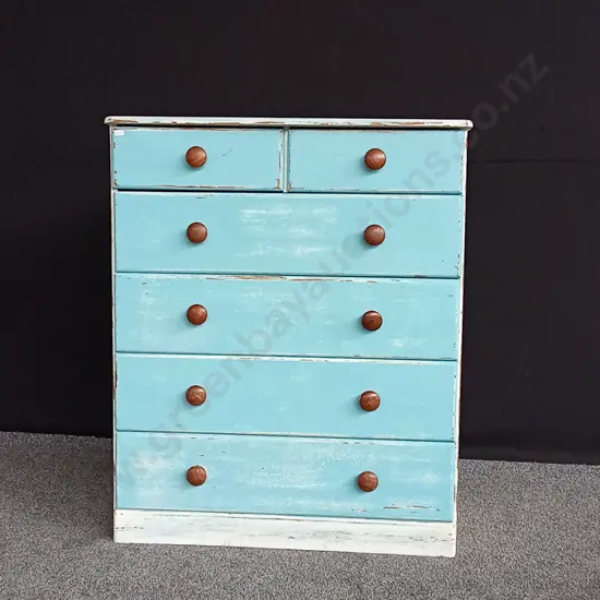 WOODEN BLUE CHEST OF DRAWERS