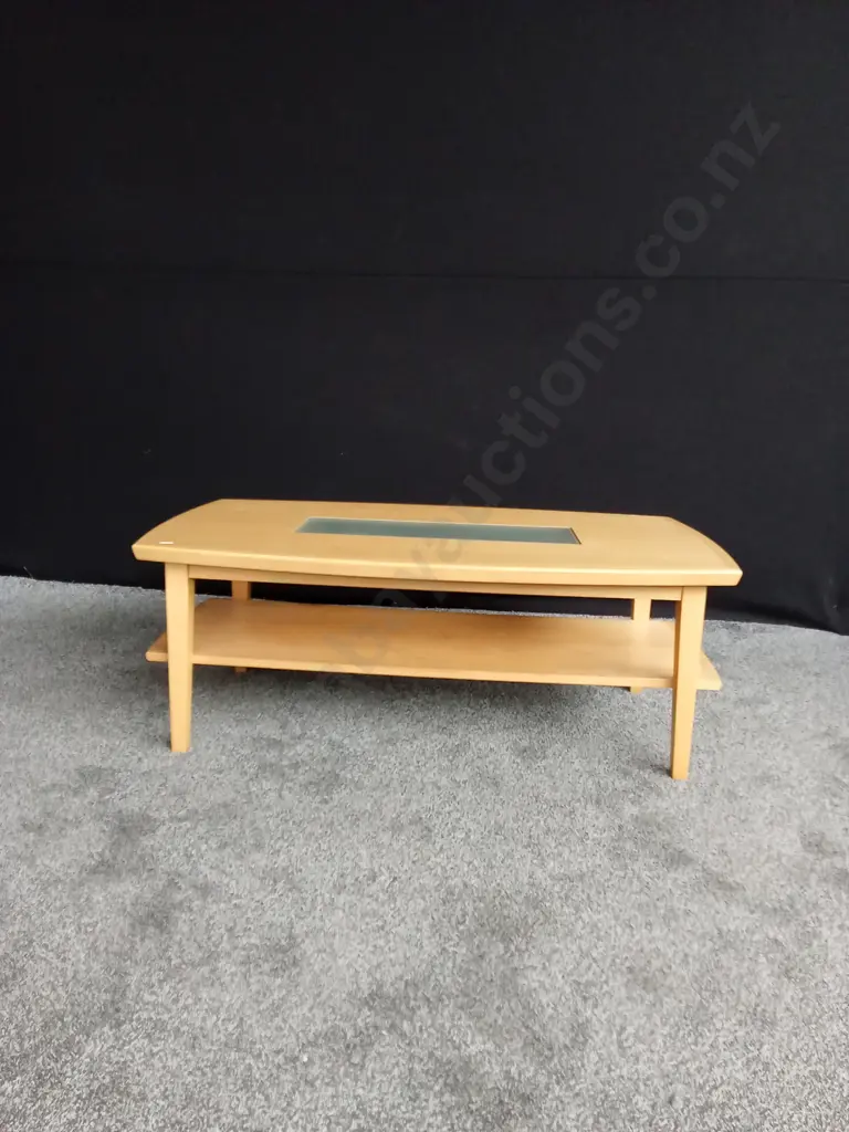 WOODEN COFFEE TABLE WITH GLASS CENTRE Image 1++