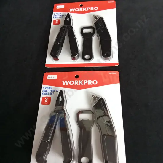 WORKPRO 3-PIECE MULTITOOL AND KNIFE SET X 2