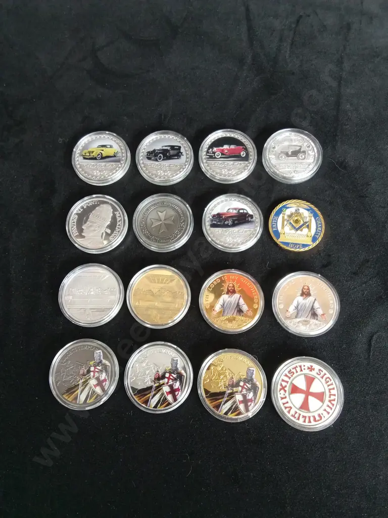 COLLECTION OF COMMEMORATIVE COINS/MEDALLIONS X 16 Image 1++