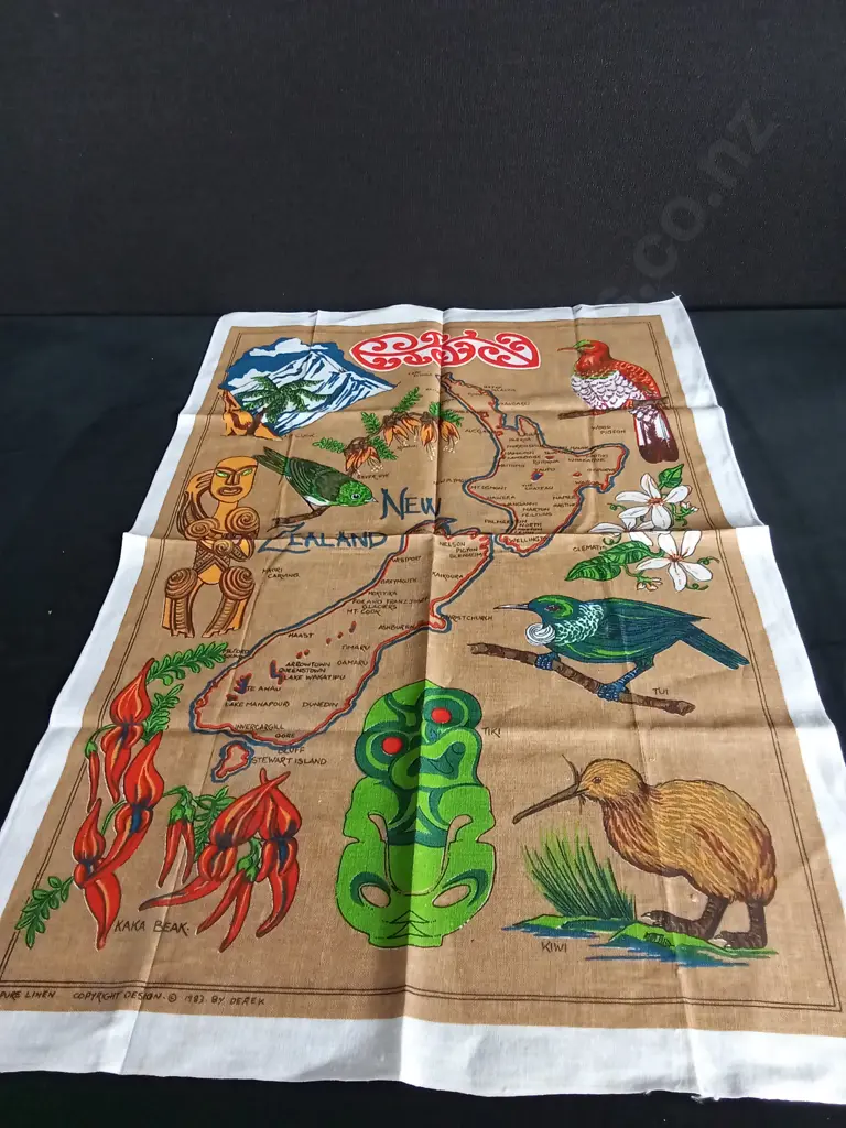 KIWIANA TEATOWEL PLAYING CARDS AND A TI-TOKI LIQUOR BOTTLE Image 1++