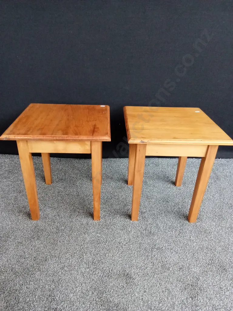 VINTAGE WOODEN SIDE TABLES 45 X 45 CM X H 52CM Image 1++