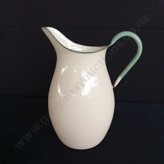 VINTAGE BARET WARE ART GRACE SERVING TRAY AND VINTAGE KOCKUMS ENAMEL WATER PITCHER