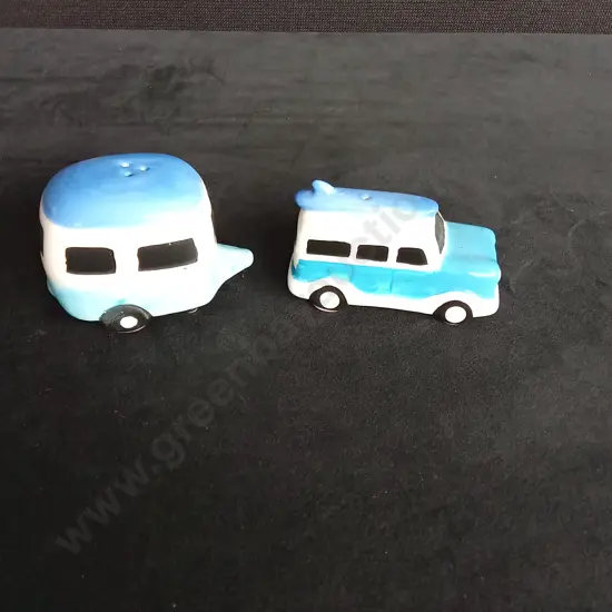 RETRO CAR AND CARAVAN SALT AND PEPPER SHAKERS
