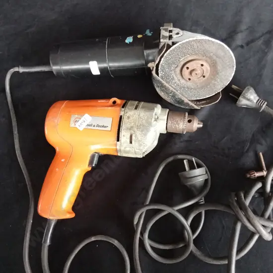 BLACK & DECKER DRILL AND ANGLE GRINDER (WORKING)