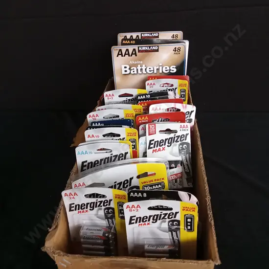 LARGE BOX OF ASSORTED AAA AND AA BATTERIES