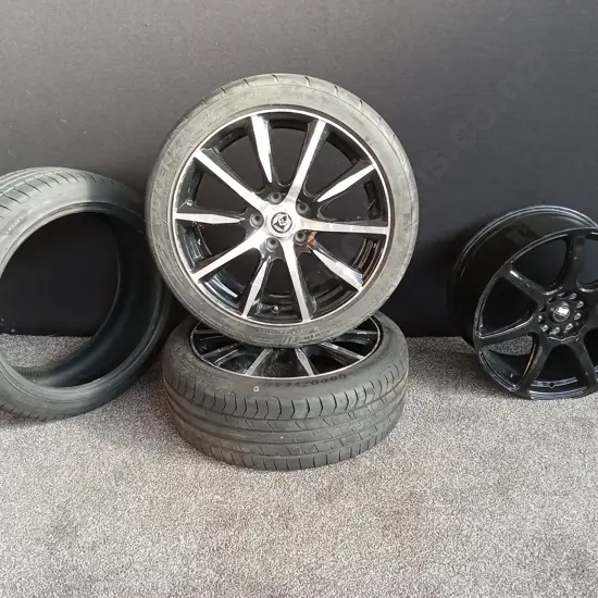 2x 18 INCH ALLOY WHEELS WITH TYRES 5x100 ET53 ON GOODYEAR TYRES PLUS EXTRA TYRE AND ALLOY WHEEL