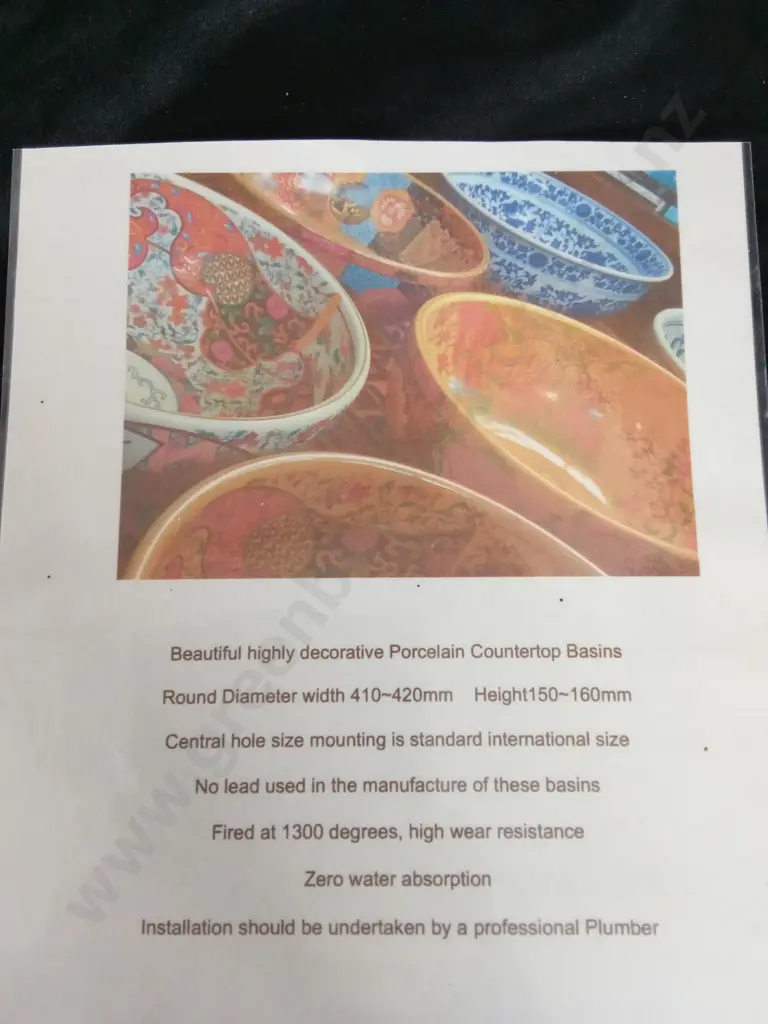 DECORATIVE PORCELAIN COUNTERTOP BASIN ROUND DIAMETER WIDTH 410-420MM HEIGHT 150~160MM Image 1++