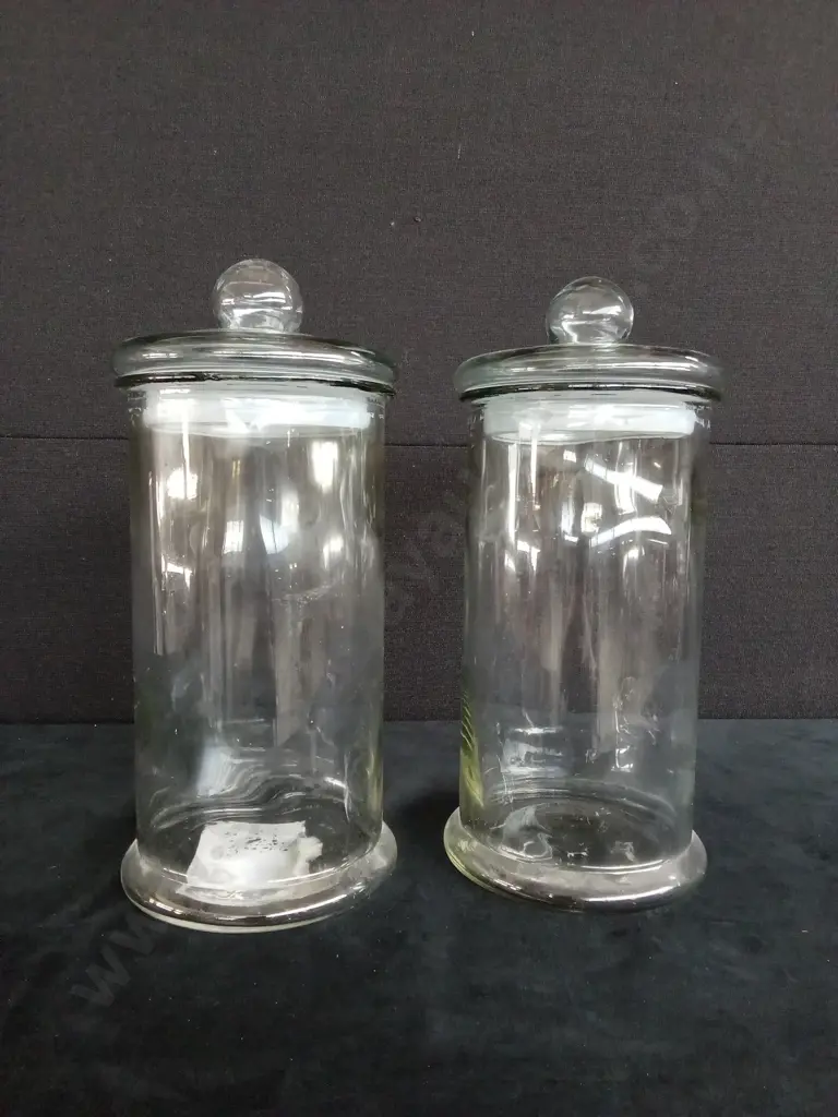 GLASS LOLLY JARS WITH LIDS X 2 40CM HIGH Image 1++