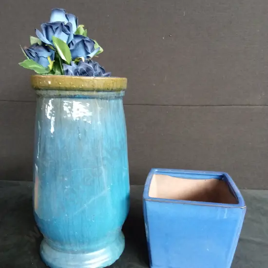 2 BLUE VASES