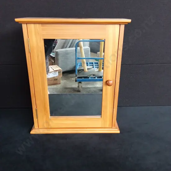 WOODEN WALL MOUNTED MIRRIR CABINET H 60 CM X D 17CM  X  L 50CM