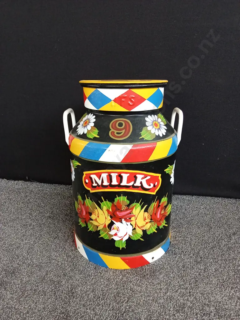 HAND-PAINTED METAL MILK CHURN Image 1++