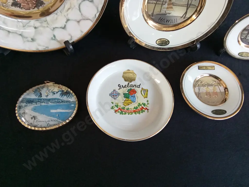 HAWAII THEMED 24KT GOLD PLATES X 4 22KT GOLD IRELAND PLATE AND NICE SOUVENIR Image 1++