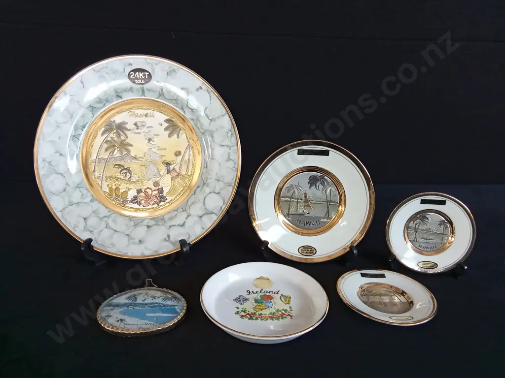 HAWAII THEMED 24KT GOLD PLATES X 4 22KT GOLD IRELAND PLATE AND NICE SOUVENIR Image 1++