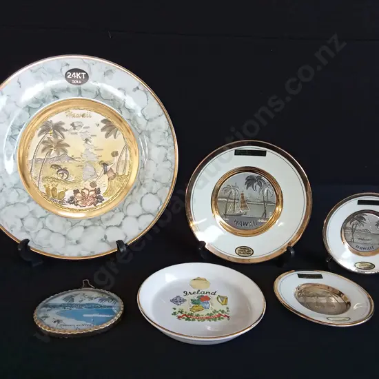 HAWAII THEMED 24KT GOLD PLATES X 4 22KT GOLD IRELAND PLATE AND NICE SOUVENIR