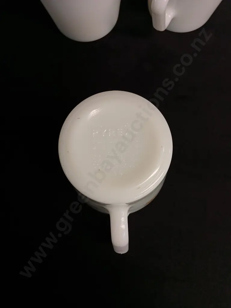 VINTAGE PYREX MILK GLASS COFFEE MUGS X 8 Image 1++