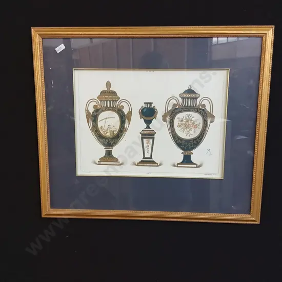 FRAMED PRINT OF SÈVRES PORCELAIN VASES