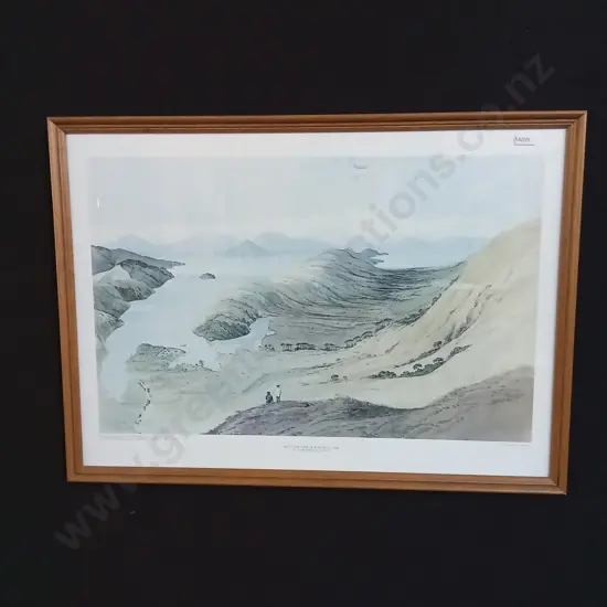 FRAMED PRINT OF WATERCOLOUR PAINTING BIRDS EYE VIEW BY WILLIAM FOX