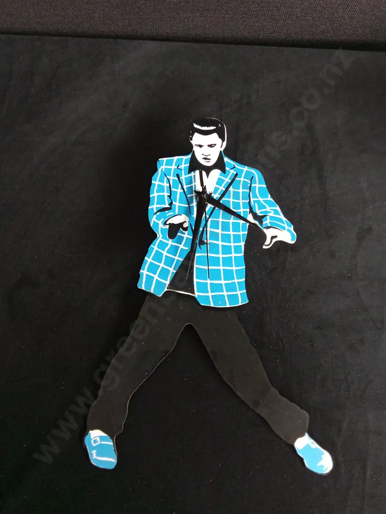 SID DICKENS MEMORY BLOCK T-61 AND ELVIS PRESLEY SWINGING LEGS CLOCK Image 1++