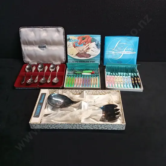 LITTLE FORKS AND  COMMUNITY PLATE SPOONS AND 2 PIECE CASHMERE SILVERWARE