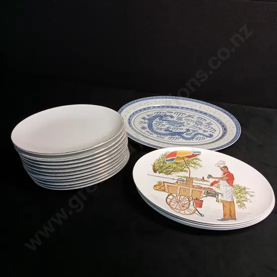 VINTAGE ORNAMIN WARE BBQ PLATES AND OTHER PLATES