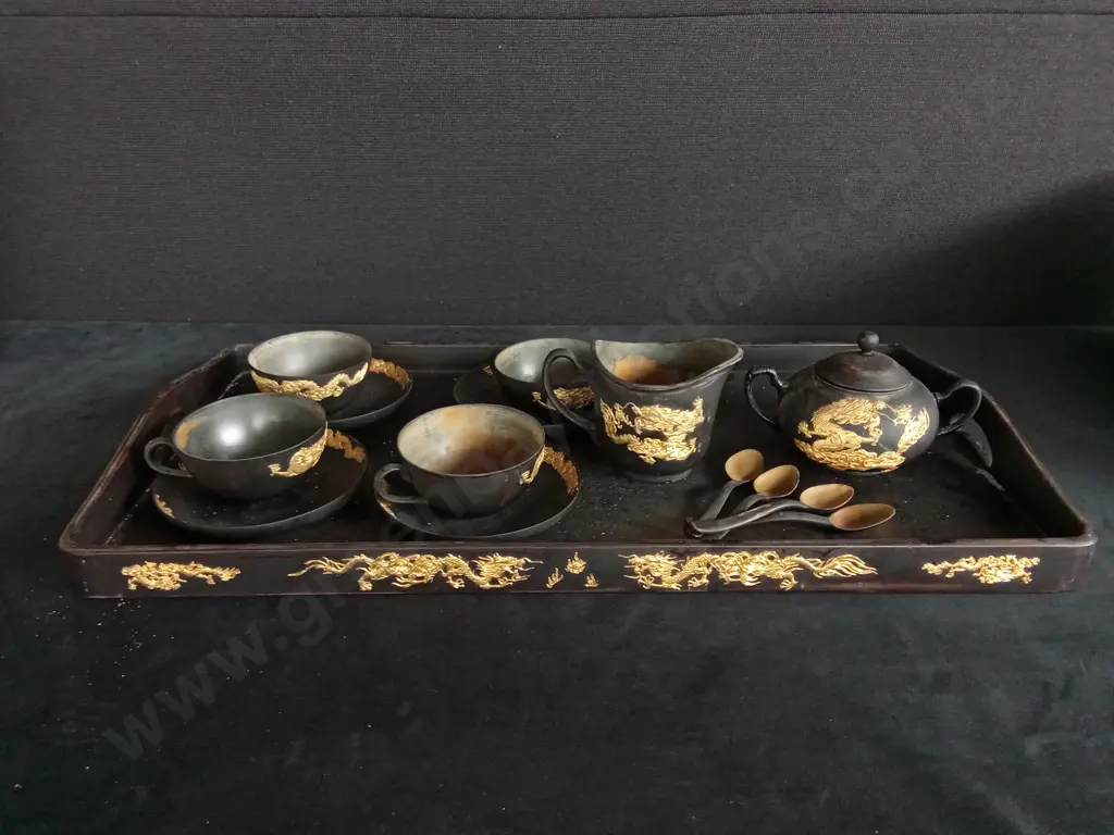 TEA SET ON MATCHING TRAY Image 1++