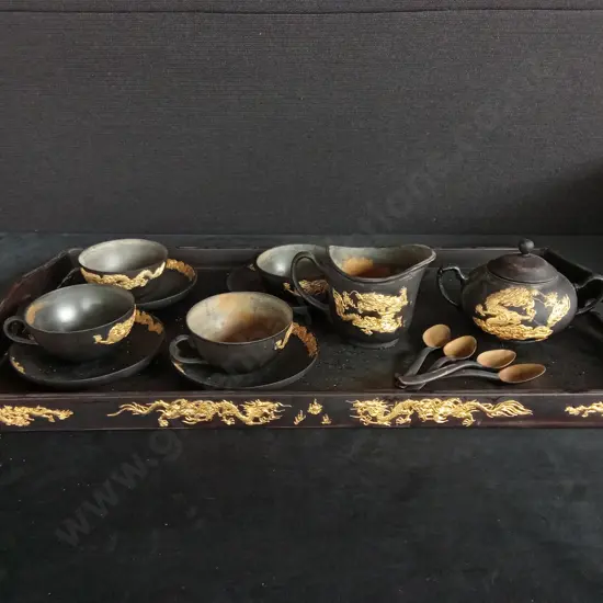 TEA SET ON MATCHING TRAY