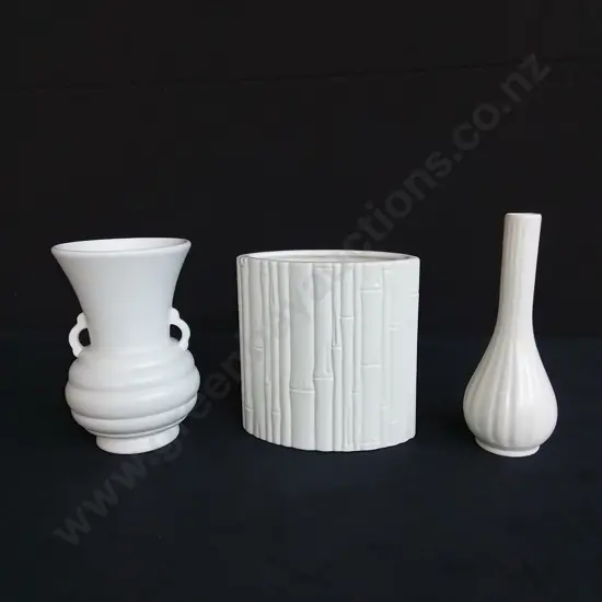 CROWN LYNN BAMBOO VASE AND 2 OTHER VASES