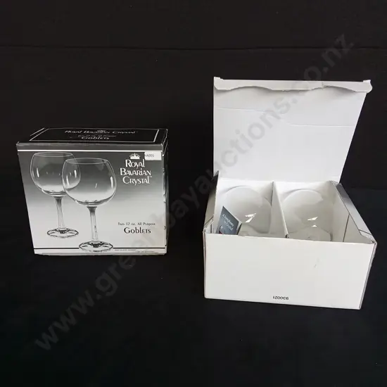 ROYAL BAVARIAN CRYSTAL GOBLETS X 4