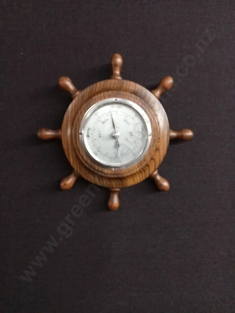 VINTAGE SHORTLAND SMITHS SHIPS WHEEL ANERIOD BSROMETER MADE IN ENGLAND Image 1++
