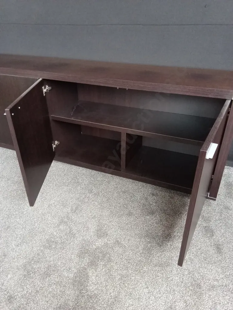 DARK WOODEN ENTERTAINMENT UNIT. FOUR DOORS ( L 266cm , D 50cm , H 80cm ) Image 1++