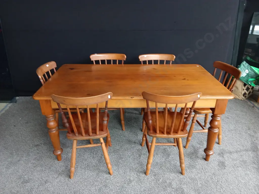HANDMADE NATIV3 TIMBER DINING SETTING BY ZYLSTRA MANUFACTURING 1980, VERY SOLID WITH 6 CHAIRS L171CM H76CM D95CM Image 1++