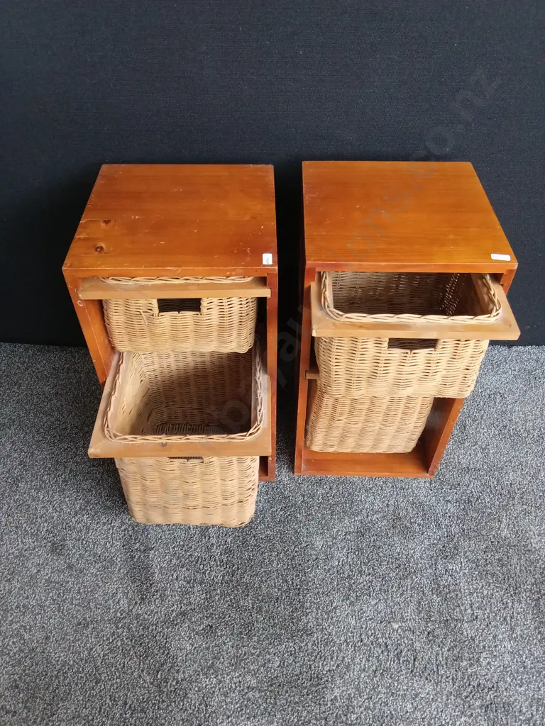 VEGETABLE AND POTATO WICKER BASKET STORAGE UNITS L. 29CM H. 55CM D 29CM Image 1++