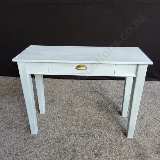 LIGHT BLUE PAINTED DESK WITH SINGLE DRAWER L 1M D .4M H .745