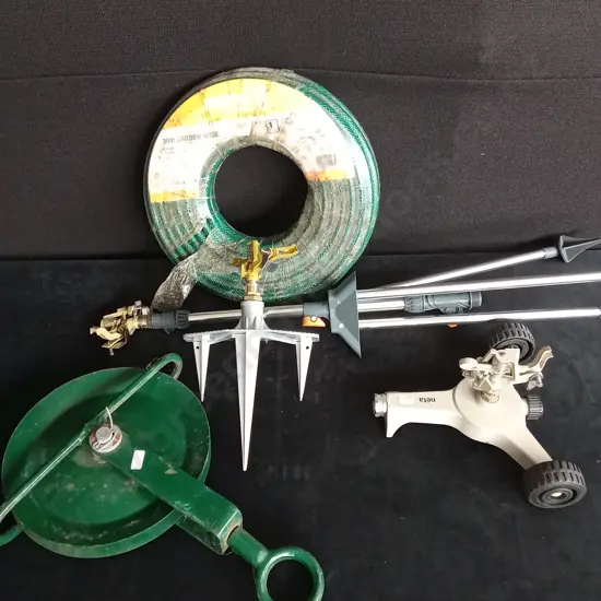 NEW HOSE PIPE, 3X IRRIGATION SPRAYERS PLUS PULLEY