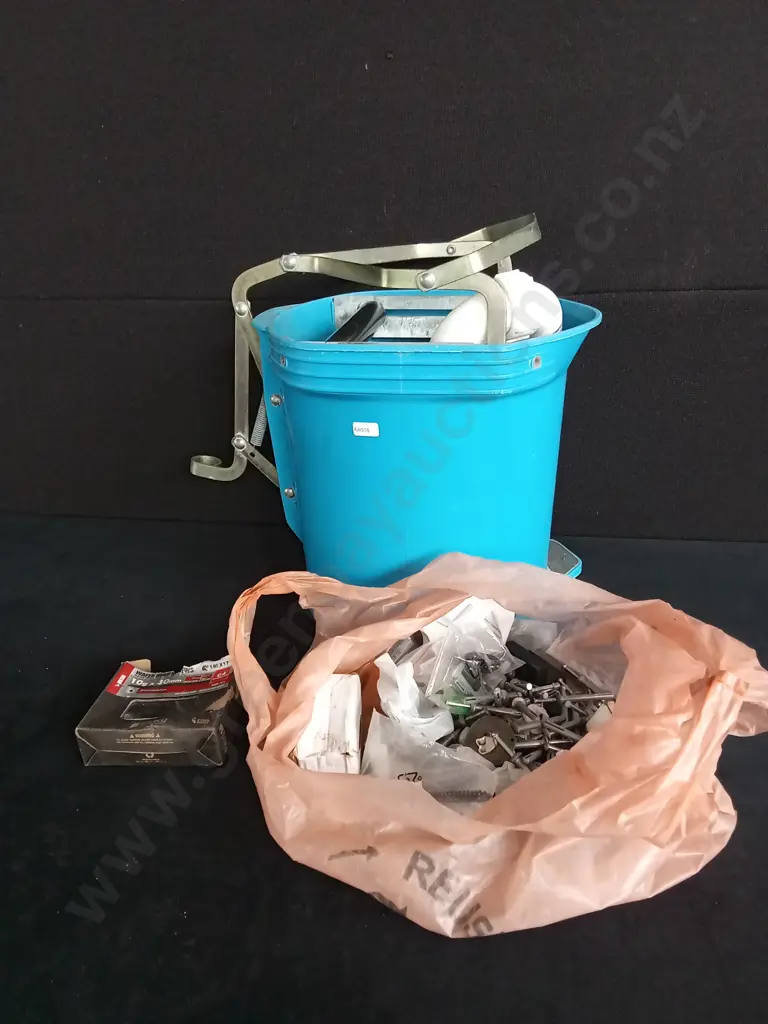 CLEANERS BUCKET AND BAG OF HARDWARE Image 1++