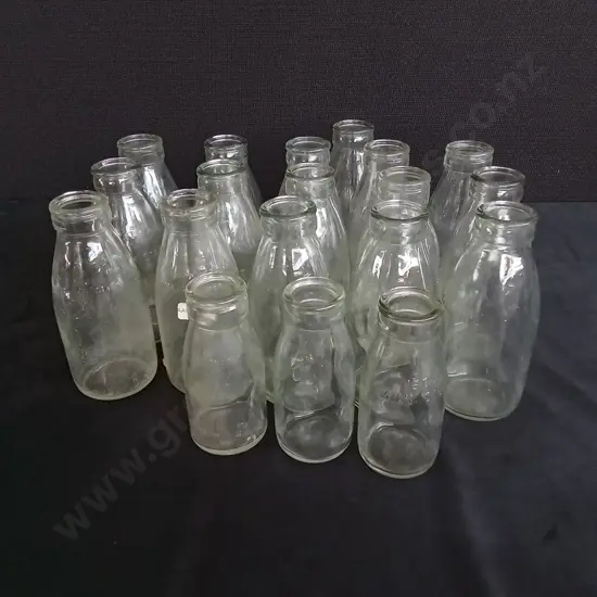 19 GLASS MILK BOTTLES