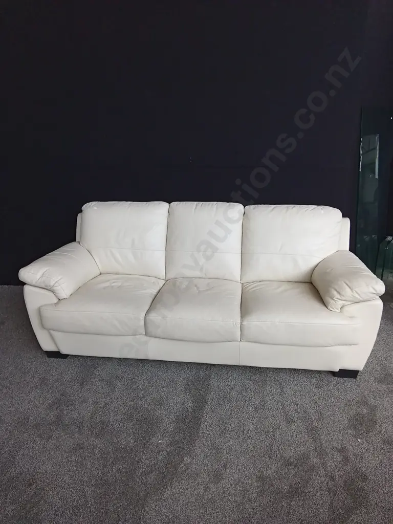CREAM LEATHER COUCH SET Image 1++