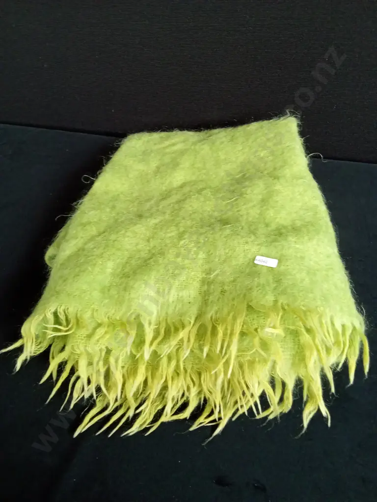 BELLA HOME FASHION 100% MOHAIR FIBRE GREEN BLANKET Image 1++