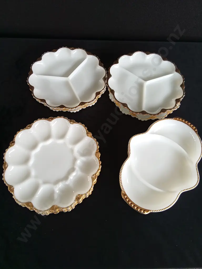 FIRE KING ANCHOR HOCKING WHITE MILK GLASS PLATTERS X 10 Image 1++
