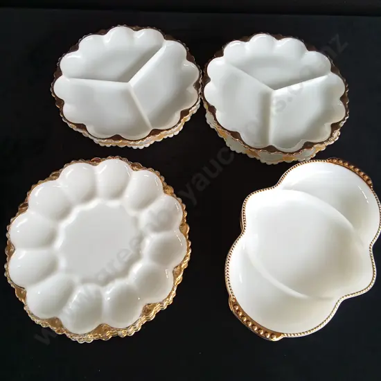 FIRE KING ANCHOR HOCKING WHITE MILK GLASS PLATTERS X 10