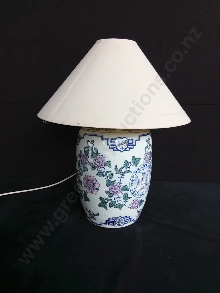 VINTAGE CHINOISERIE PORCELAIN TABLE LAMP Image 1++